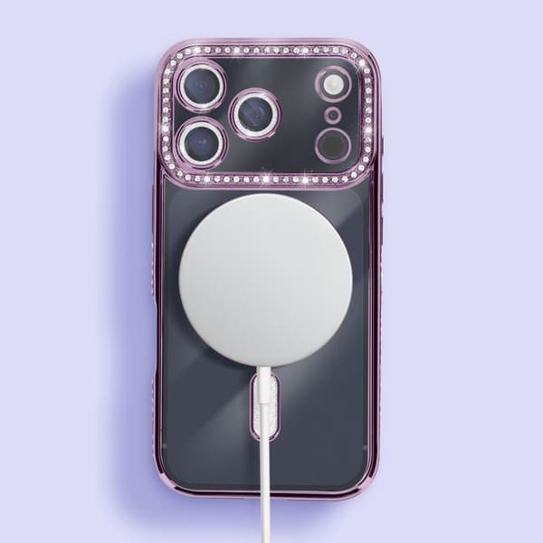Coque Magsafe - AVIZAR - iPhone 17 Pro Max - Lila - Strass - Elegant skydd Lila