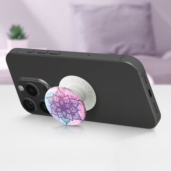 Smartphone tilbehør - POPSOCKETS - PopGrip Rainbow Nirvana - Udtrækkelig - Let - Video støtte Vit