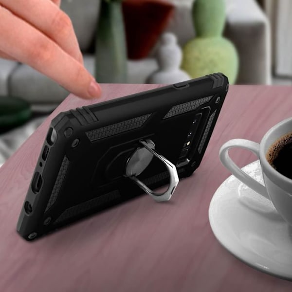 Coque - AVIZAR - Galaxy Note 8 - Bi-material - Hållring - Videostöd svart Svart