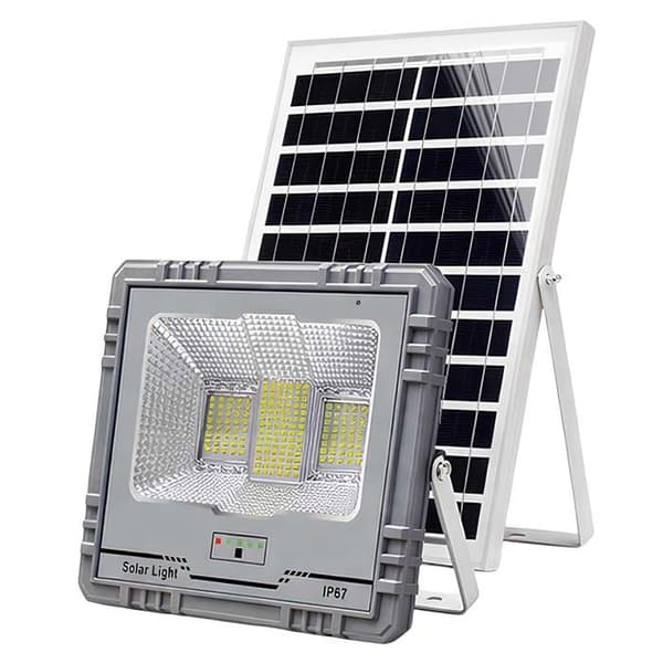 Solcelle LED Projektor 13W IP67 med 15Ah Batteri og 15W Panel Grå Grå