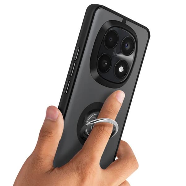 Cover til Redmi Note 15 med roterende magnetisk ring og mat sort finish Svart