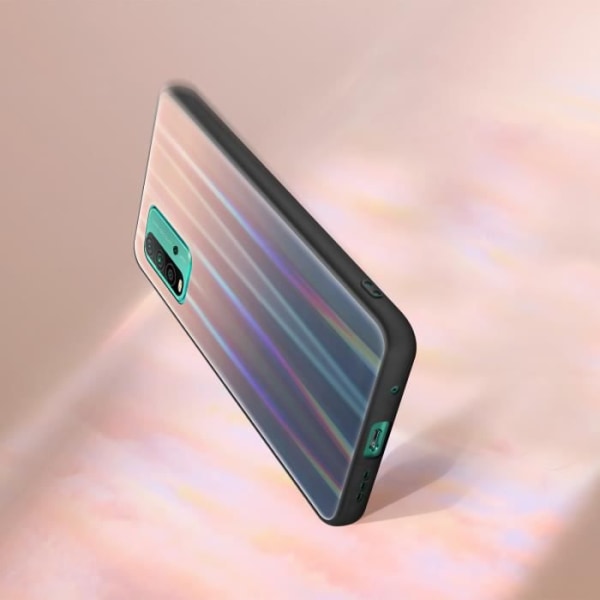 Xiaomi Redmi 9T ja Poco M3 suojakuori - Xiaomi merkki - Kiiltävä holografinen tausta - Ruskea ja sininen Brunt och blått