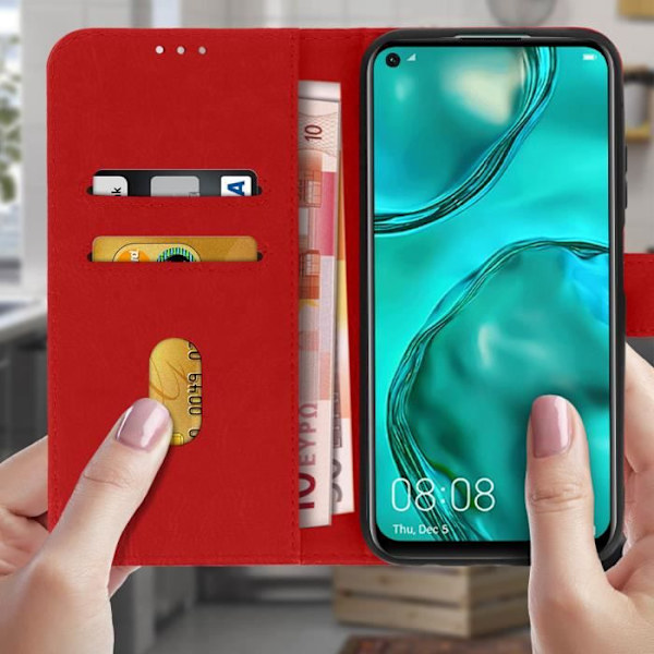 Étui Huawei P40 Lite - AVIZAR - Heltäckande Fodral - Röd - Silikongel - Stöd Funktion Röd