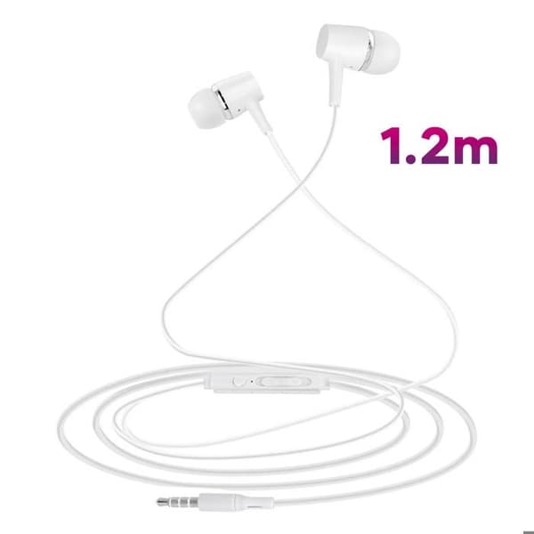 In-ear headphones - White - Jack 3.5mm - Remote Control - Tangle-Free Cable - Hands-Free Kit Vit