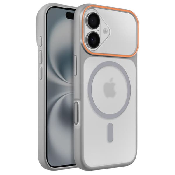 MagSafe-cover til iPhone 16 Bi-materiale Beskyttelse Hårdt Bagcover Grå Grå