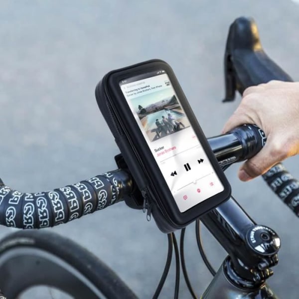 Cykel och Motorcykel Smartphone Hållare Styrfäste Vattentätt skal med dragkedja - Svart