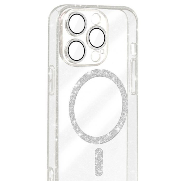AVIZAR Fodral för iPhone 15 Pro Max - Transparent Glitter Silikon - Mjukt stötsäkert och repskyddande beläggning Transparent