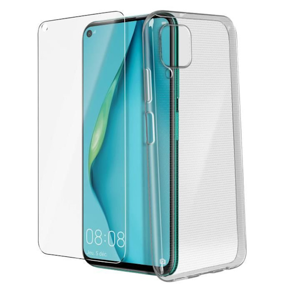 Huawei P40 Lite kova kotelo ja 9H karkaistu lasikalvo 4Smarts läpinäkyvä valkoinen Vit