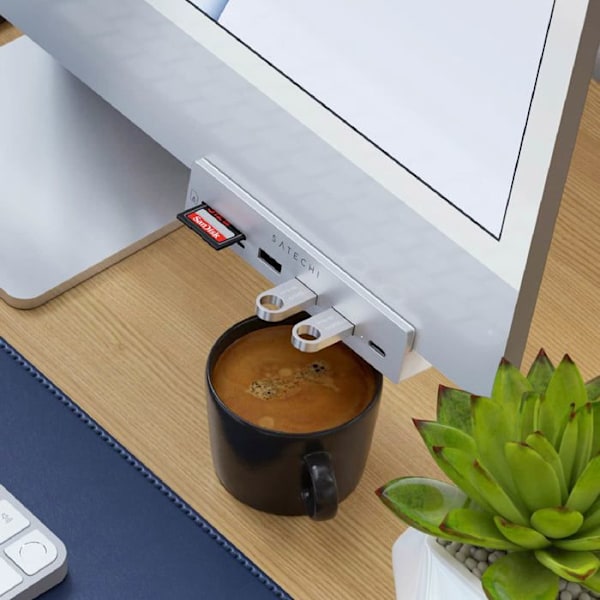 Hub iMac 24'' USB C till USB C, 3 USB, SD / Micro-SD-kort Satechi Silver