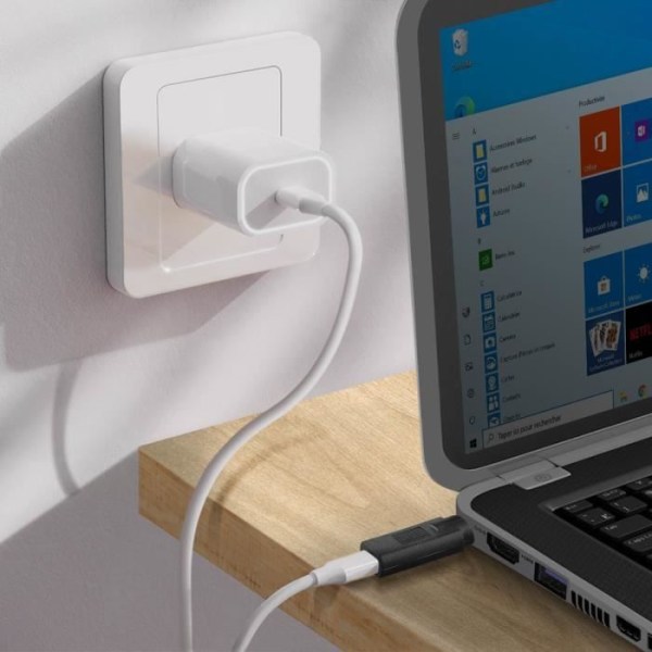 USB-C till DELL laddningsadapter för bärbar dator 7,4 x 5,0 mm, svart Svart