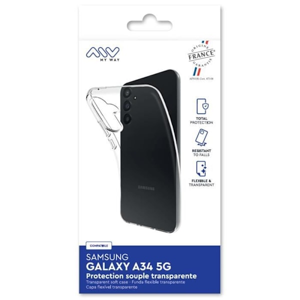 MYWAY FRANCE TRANSPARENT Blødt Etuiet SAMSUNG GALAXY A34 5G