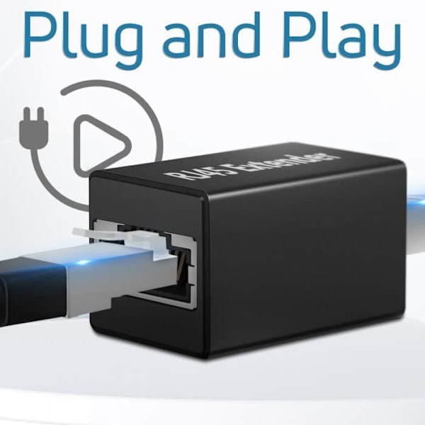 Ethernet Extension Adapter - AVIZAR - RJ45 - Kompakt Design - Aluminiumlegering - Svart
