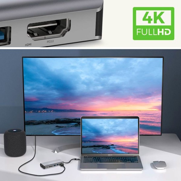 HUB USB-C till HDMI 4K USB Ethernet USB-C Power Delivery 100W Belkin Silver