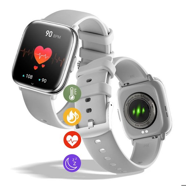 Smartwatch med sundhedsovervågning og Bluetooth-opkald, 7 dages batterilevetid, myPhone Grå Grå