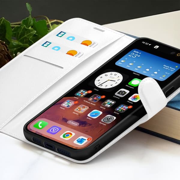 Plånboksfodral för iPhone 15 Pro med Stödfunktion och Magnetflik Zanaé Vit Vit