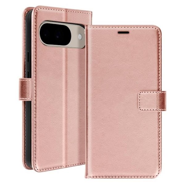 Google Pixel 9 ja 9 Pro Lompakkokotelo Hihnalla Mayaxess Vaaleanpunainen Shamppanja Rosa