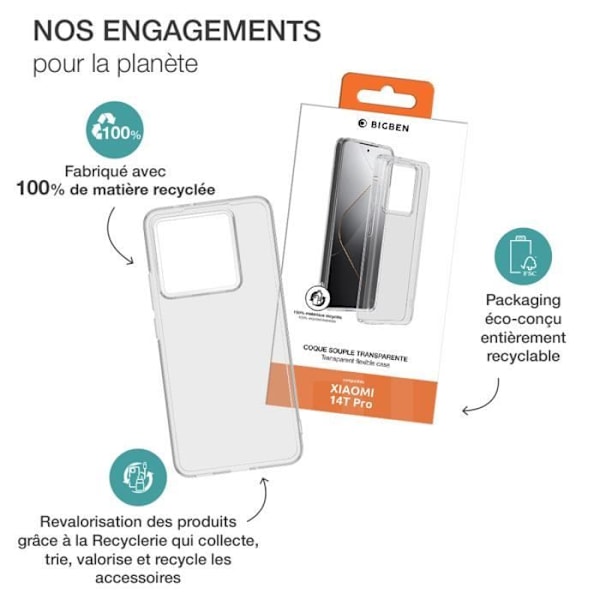 Coque til Xiaomi 14T Pro Blød SiliSoft Anti-gulning BigBen Transparent Transparent