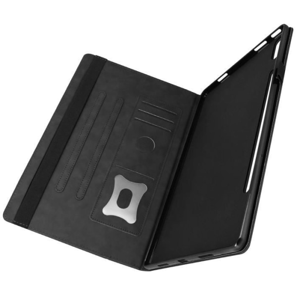 Husse - AVIZAR - Lenovo Tab P12 Pro - Syntetiskt läder Svart - Videostöd - Kortfickor Svart
