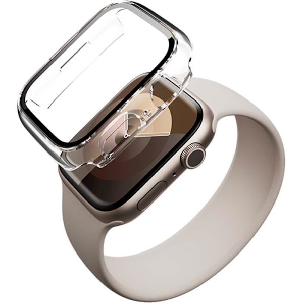 Vahvistettu kuori Apple Watch 5/6/SE 44mm, läpinäkyvä mustilla reunoilla - Elinikäinen takuu Force Case Transparenta svarta konturer
