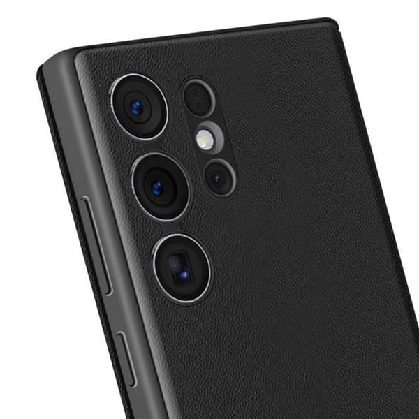 Fönsterfoder för Samsung Galaxy S23 Ultra med kortficka i svart Svart
