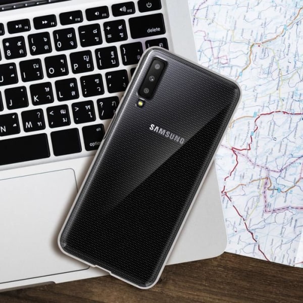 Coque - Samsung - Galaxy A7 2018 - Pehmeä silikonigeeli - Läpinäkyvä - Mattapinta Gennemsigtig