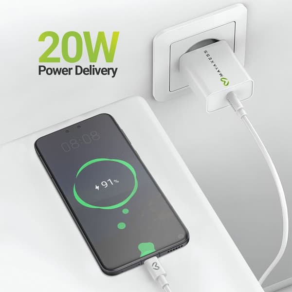 Nätadapter för Magic 7 Pro 20W + USB-C-kabel 1m Mayaxess Vit Vit