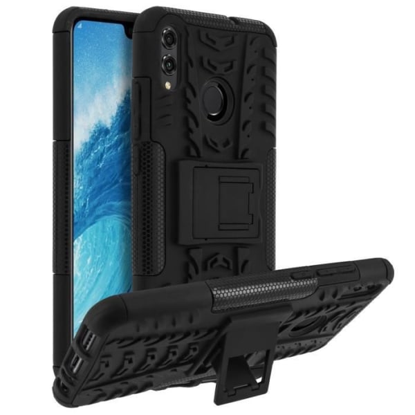 Honor 8X Case Stødsikker Silikone + Polycarbonat integreret støtte Sort