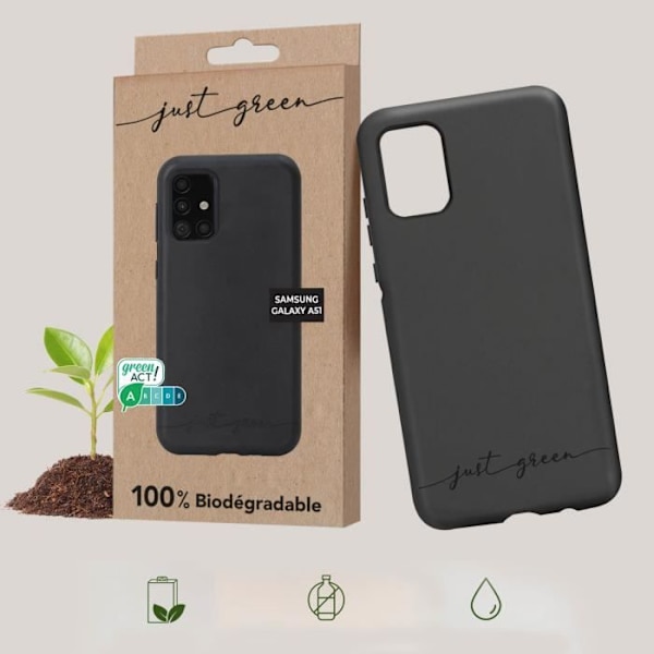 Taske til Samsung Galaxy A51 - JUST GREEN - Holdbar - Sort Svart