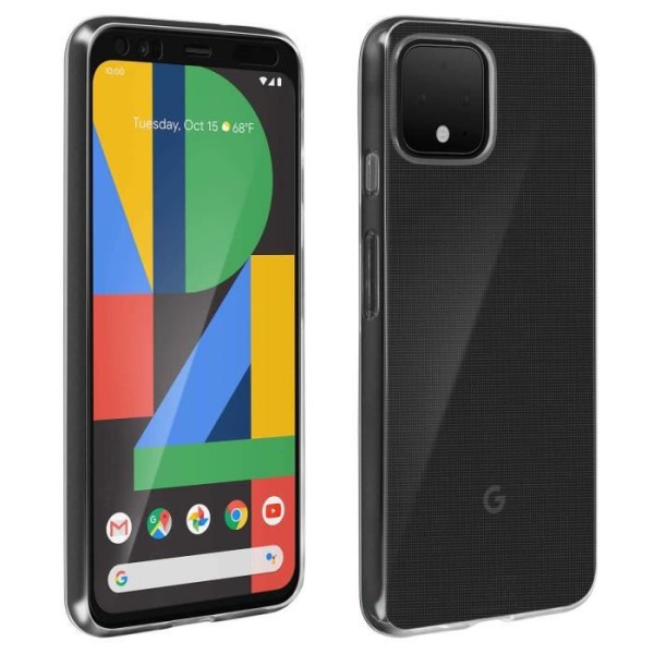 Google Pixel 4 silikonecover og 9H hærdet glasfilm gennemsigtig sort omrids Sort