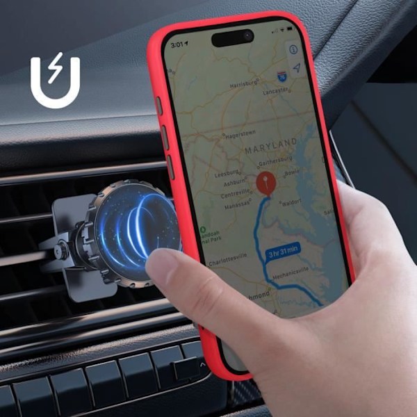 Coque för iPhone 16 Pro Max Metallring Videostöd Röd Röd