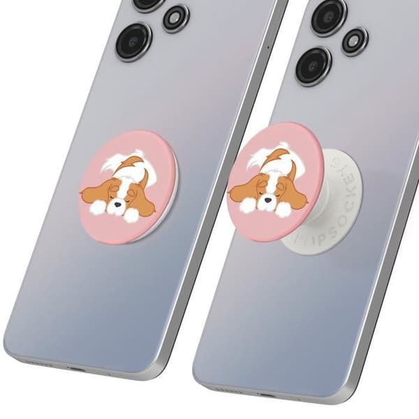 Ring och universal stöd - POPSOCKETS - Pupper Napper - Utdragbar - Video stöd - Vit/Rosa Vit/rosa