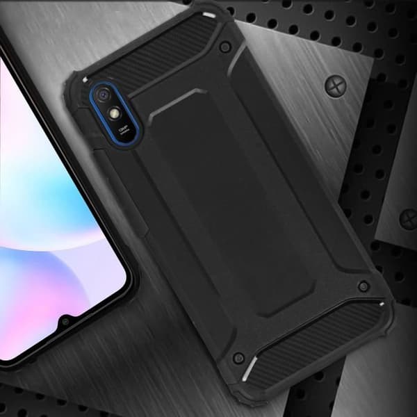 Coque - AVIZAR - Xiaomi Redmi 9A - Stødabsorberende - Relief - Sort Svart