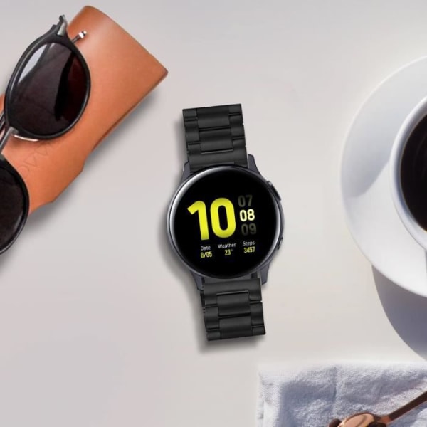 Galaxy Watch Active2 Armbånd 40 mm Stål Links Sommerfuglelås Sort