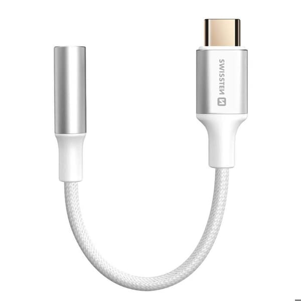 USB-C til 3,5 mm Jack audioadapter til smartphones og tablets Swissten Hvid