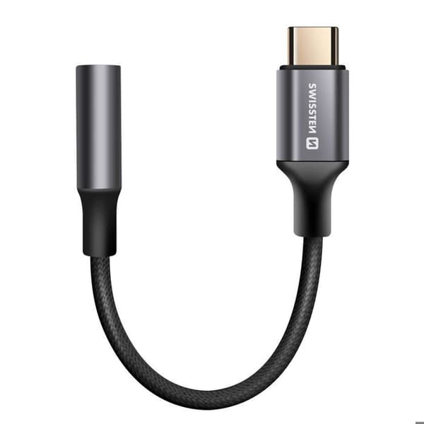 Audio USB-C til Jack 3.5 mm adapter til smartphones og tablets Swissten Sort