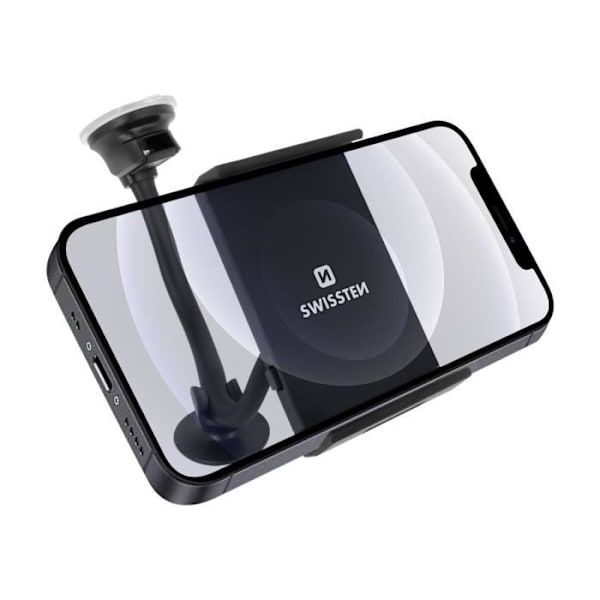 Support bil - Swissten - Sugpropp - Rotativ 360° - Utsträckbar arm 36cm - Svart Svart