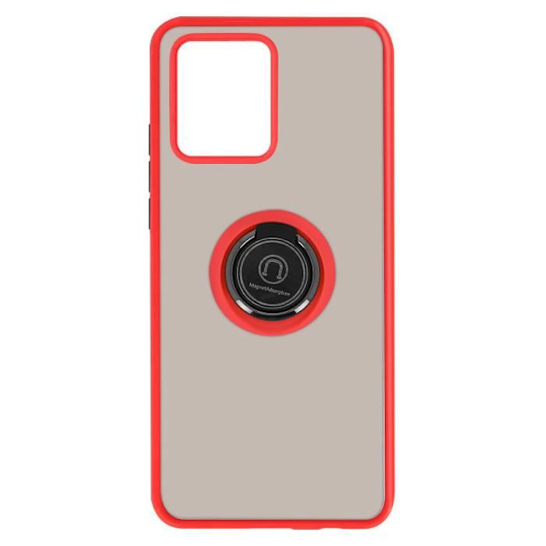 Coque - ILMOITTAA - Realme 8 ja 8 Pro - Kaksimateriaali - Metallic Sormus - Video Tuki Punainen Röd