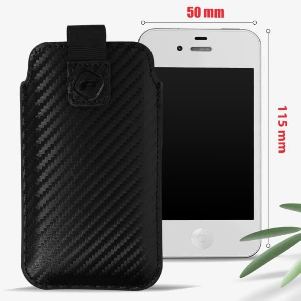 Smartphone Bæltetaske Carbon Effect Pull-Up Tab Størrelse XS Forcell Sort Kol