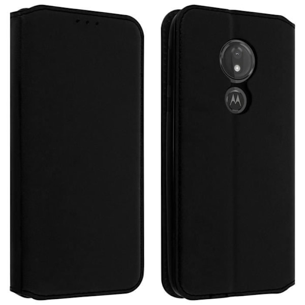 Housse - AVIZAR - Moto G7 Power - Øko-læder - Stand funktion - Sort Svart