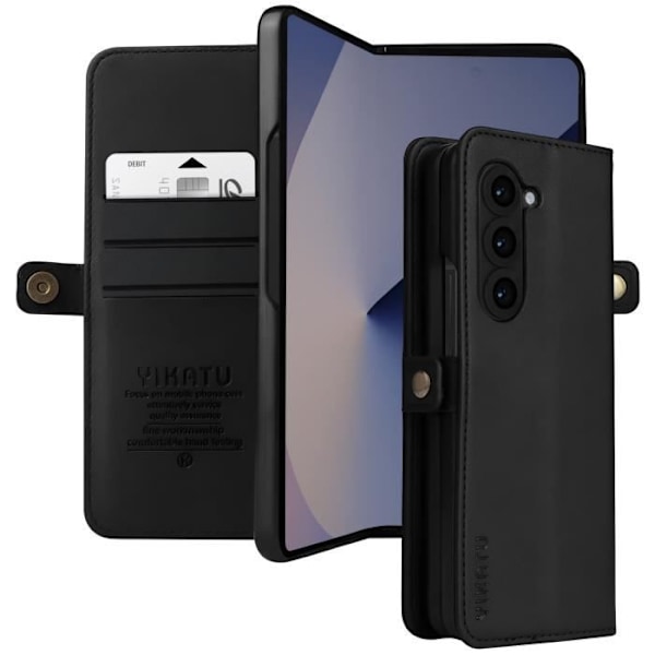 Taske til Samsung Z Fold 6 Multifunktion Flip Magnetic Tab Sort Svart