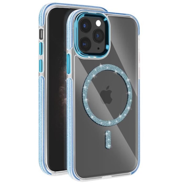 MagSafe-kuori iPhone 11 Pro Max, silikoninen kimalteleva sininen Blå
