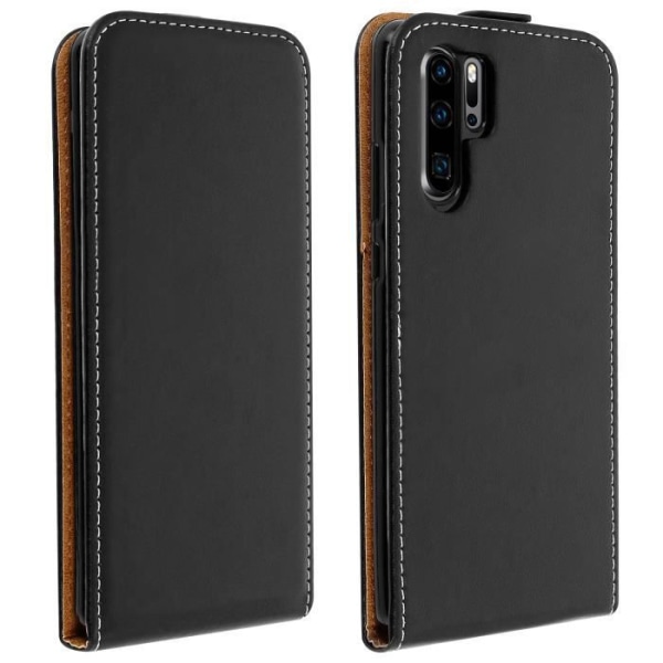 Etui Huawei P30 Pro - AVIZAR - Håndfri Læderetui - Øko-læder - Silikonegel - Sort Svart