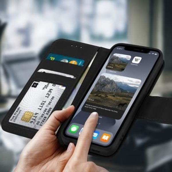 AVIZAR Læder Premium Pungetui til iPhone 11 Pro Max med Stativfunktion Sort