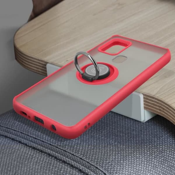 Coque - Samsung - Galaxy A21s - Bi-material - Metallring - Videostöd Röda Röd