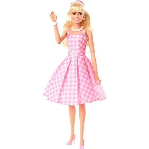 BARBIE THE MOVIE - Barbie Pink Gingham Dress - samlerdukke - fra 6 år og opefter Flerfärgad