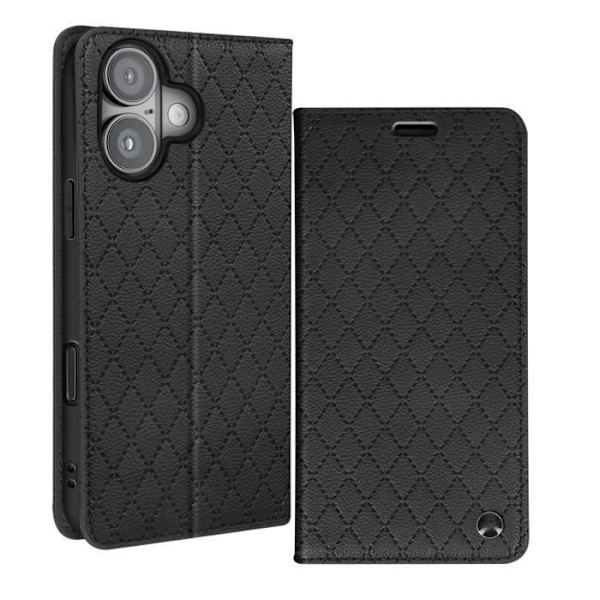 Foliofodral för iPhone 16 Diamantkorthållare Videostöd Svart Svart