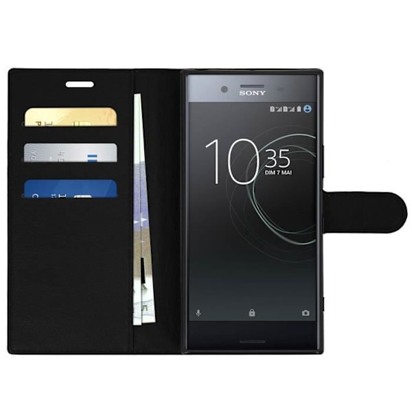 Husväska - AVIZAR - Sony Xperia XZ Premium - Svart - Mjuk Skal - Stöd Funktion Svart