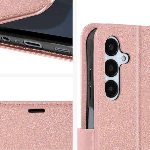 Fodral till Samsung A25 5G - MAYAXESS - Funktion för plånboksställ - Rosa - Syntet - Flik Rosa