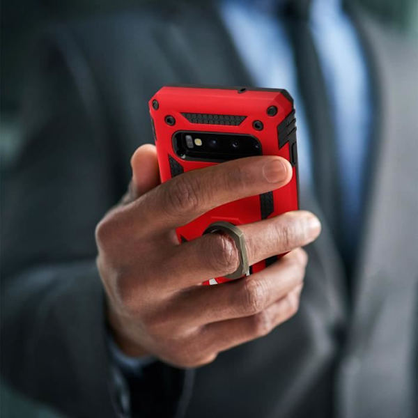Coque - AVIZAR - Galaxy S10 - Bi-materialer - Hård og Blød - Rød Videostøtte Röd