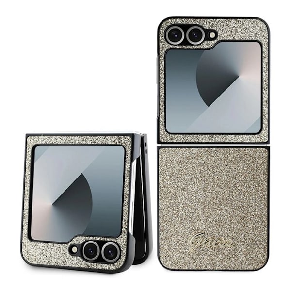 Samsung Galaxy Z Flip6 etui - Guess Glitter Script (GUHCZZF6HGGSHD) - Guld